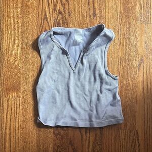 Stylish Gray Ribbed Tank Top